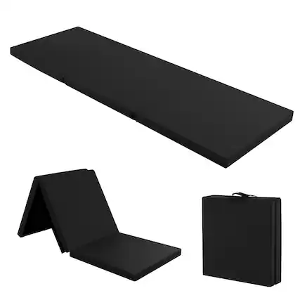 Front. Costway - Costway Tri-Fold Folding Exercise Mat 6 ft x 2 ft Portable Gymnastics Tumbling Mat Yoga - Black.