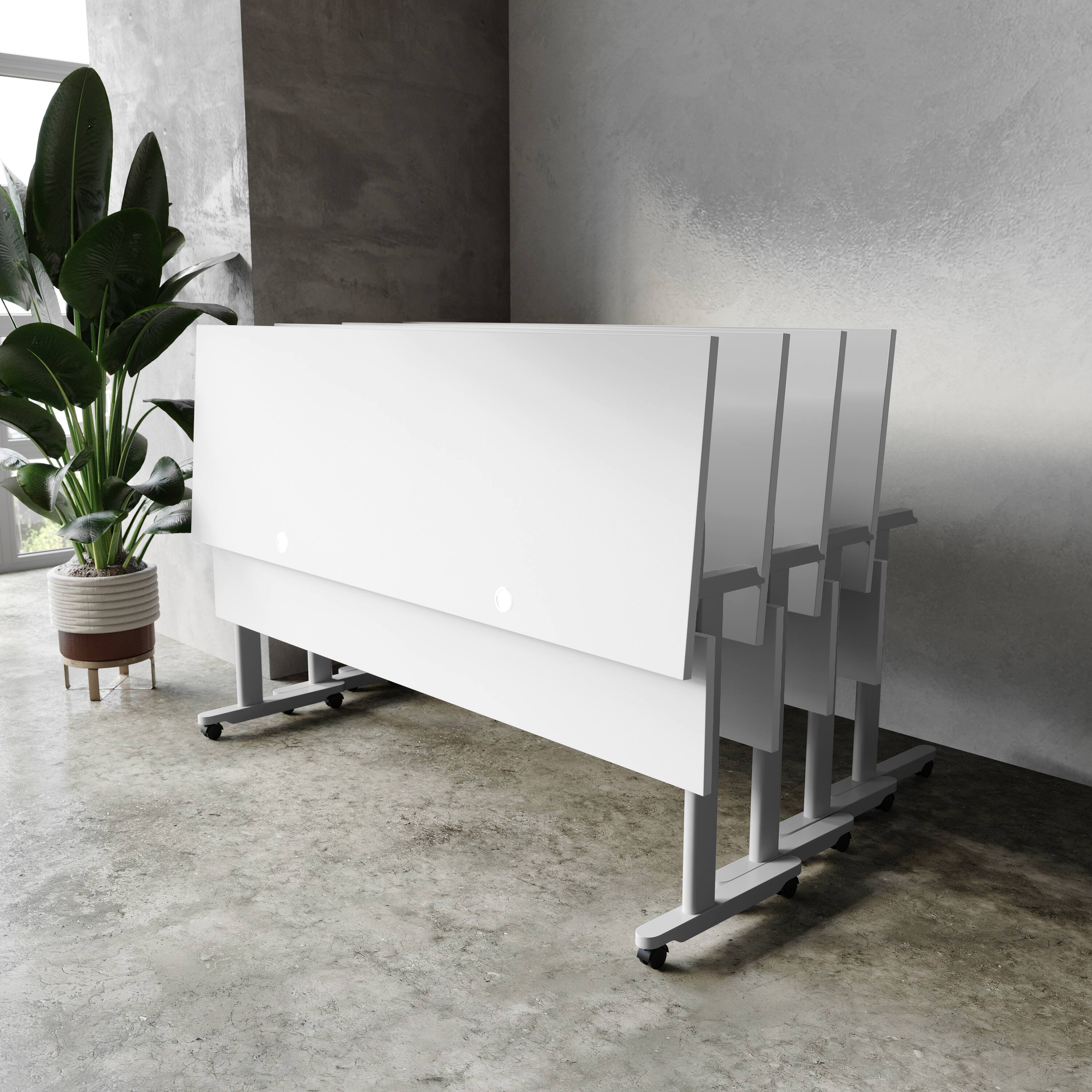 Alt View 2. Flash Furniture - Palmer Commercial Grade 72" x 24" Heavy-Duty Nesting Flip Training Table with T-Legs, Modesty Panel, 1" Thick Gray Table - Gray.