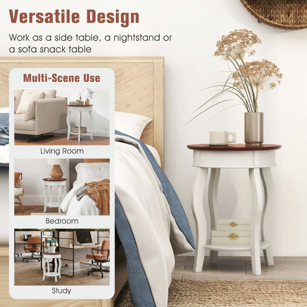 Versatile Design  
Work as a side table, a nightstand or a sofa snack table  

Multi-Scene Use  
Living Room  
Bedroom  
Study