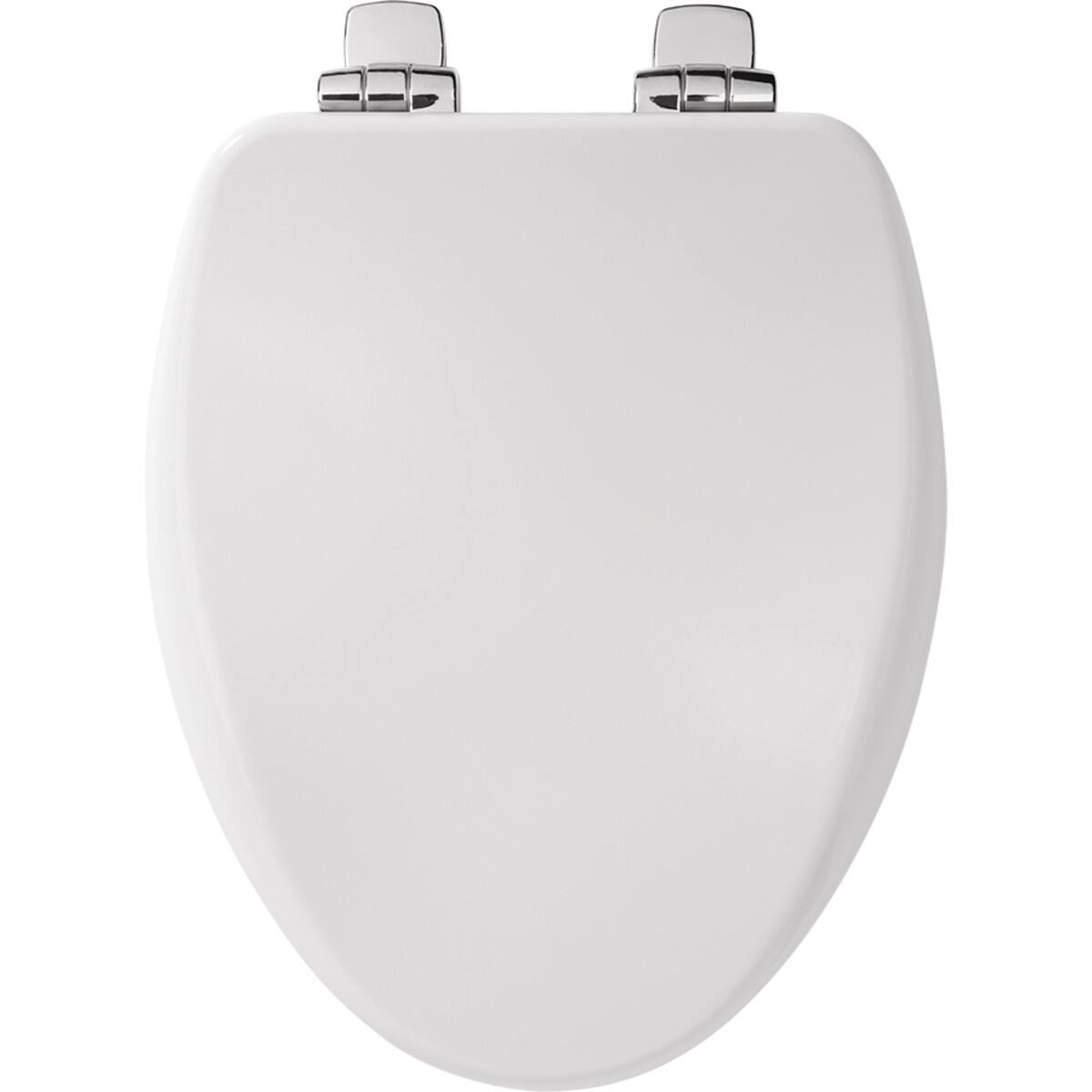 Angle. BEMIS - Bemis Alesio Elongated High Density Enameled Wood Toilet Seat in White Seat Fastening System, WhisperClose - White.