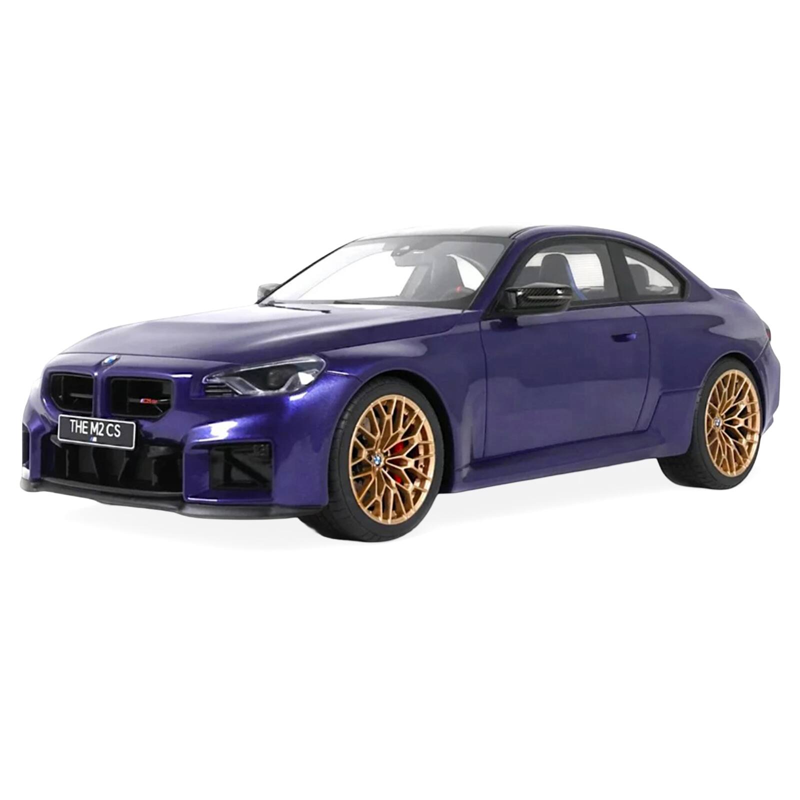 Front. GT Spirit - 2025 BMW M2 CS Blue Metallic with Black Top 1/18 Model Car by GT Spirit.
