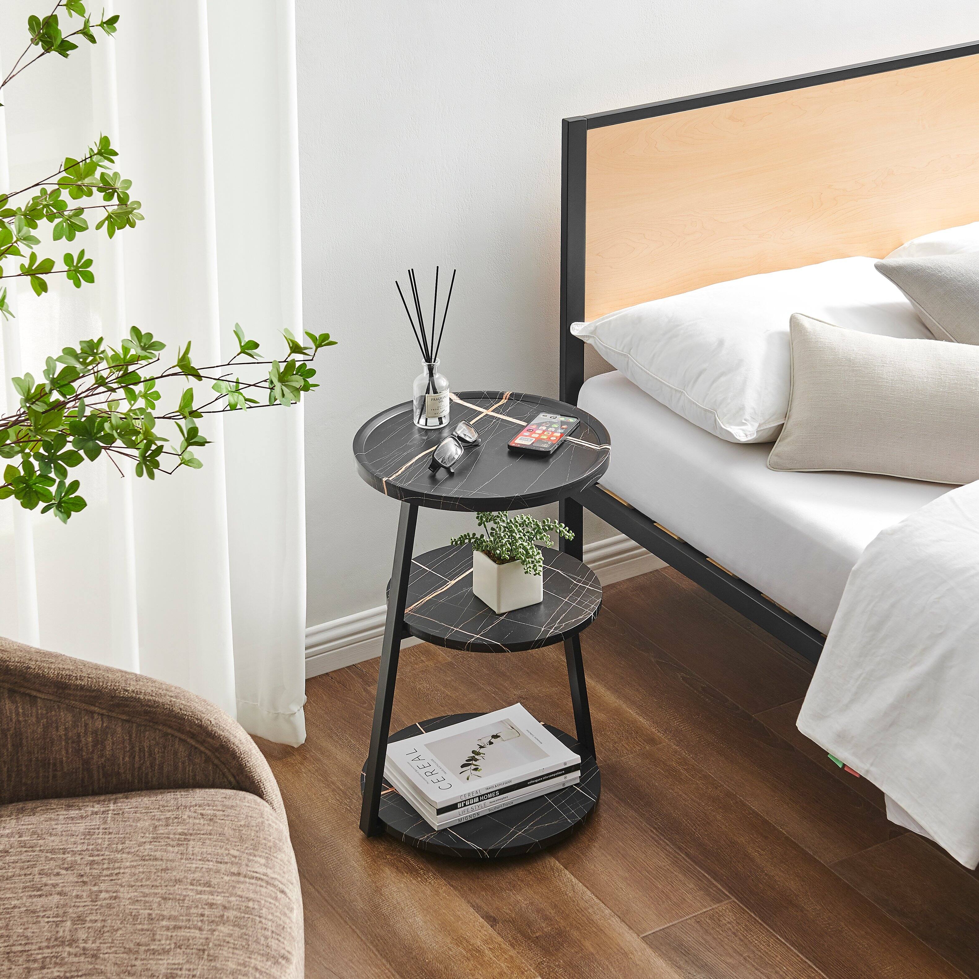 Alt View 1. Danya B - Skylar Round 3-Tier Side Accent Table - Black Marble/Black - Black Marble/Black.