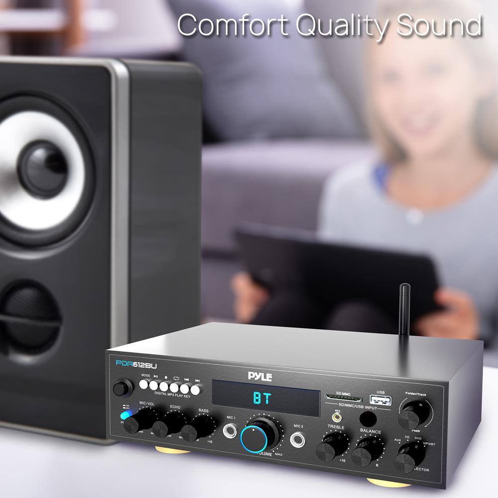 Comfort Quality Sound

PYLE BT

POR612BU

- MODE
- DIGITAL MP3 PLAY KEY
- MIC/VOL
- ECHO
- BASS
- MIC 1
- MIC 2
- TREBLE
- BALANCE
- AUX
- CD
- USB
- SD/MIC/USB INPUT
- MIC 1
- MIC 2
- TREBLE
- BALANCE
- AUX
- CD
- USB
- SD/MIC/USB INPUT
- MIC 1
- MIC 2
- TREBLE
- BALANCE
- AUX
- CD
- USB
- SD/MIC/USB INPUT
- MIC 1
- MIC 2
- TREBLE
- BALANCE
- AUX
- CD
- USB
- SD/MIC/USB INPUT
- MIC 1
- MIC 2
- TREBLE
- BALANCE
- AUX
- CD
- USB
- SD/MIC/USB INPUT
- MIC 1
- MIC 2
- TREBLE
- BALANCE
- AUX
- CD
- USB
- SD/MIC/USB INPUT
- MIC 1
- MIC 