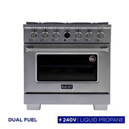 36 in. 5.2 cu. ft. Dual Fuel Range, 6 Burners, LP, Stainless Steel, Kucht Horus Thermostat - Stainless Steel
