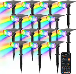 Linkind - Smart Solar Spotlights Outdoor SL5C, APP/Voice Control, IP67 Waterproof, 14 Pack - Multicolor