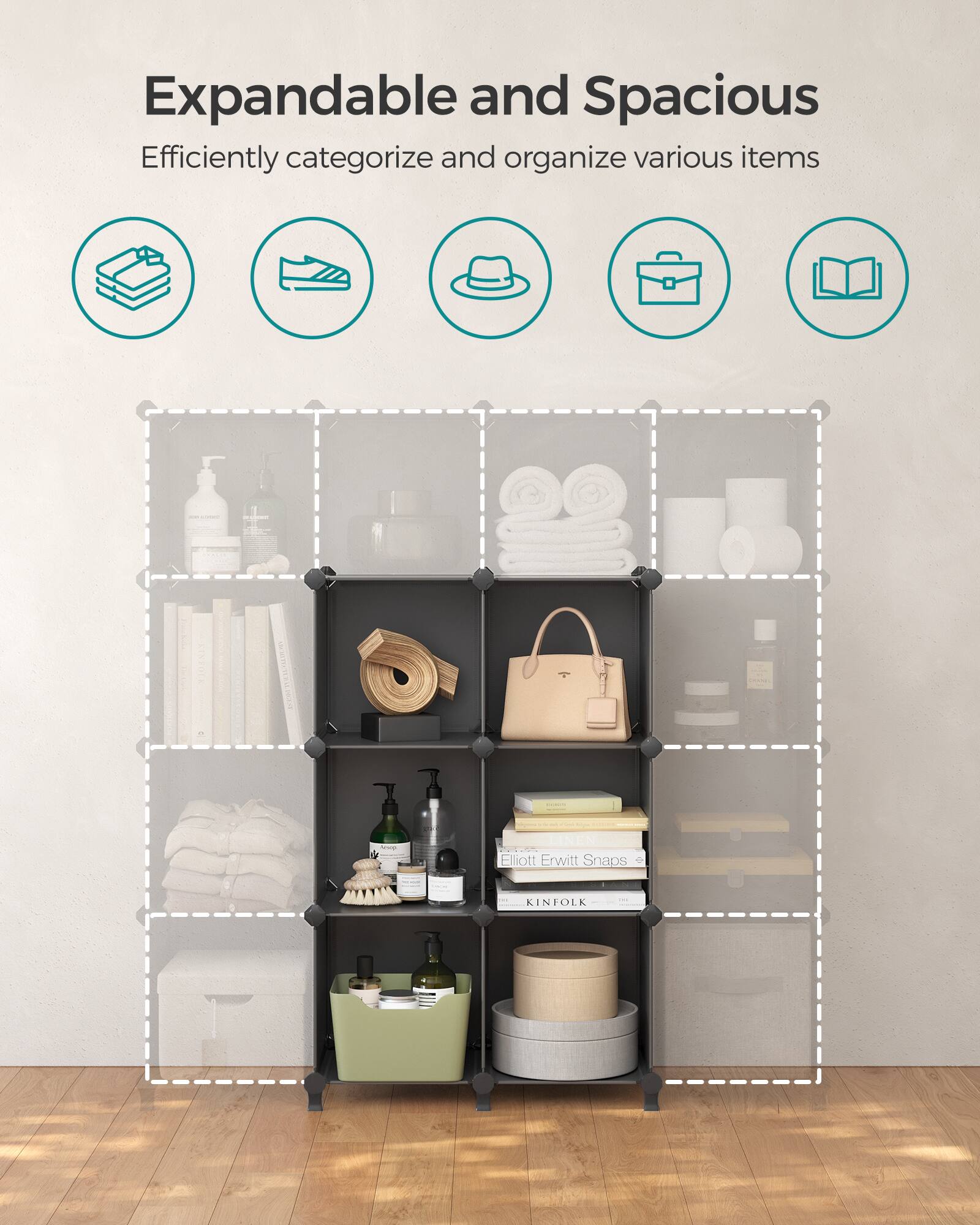 Expandable and Spacious  
Efficiently categorize and organize various items  

Elliott Erwitt Snaps  
KINFOLK