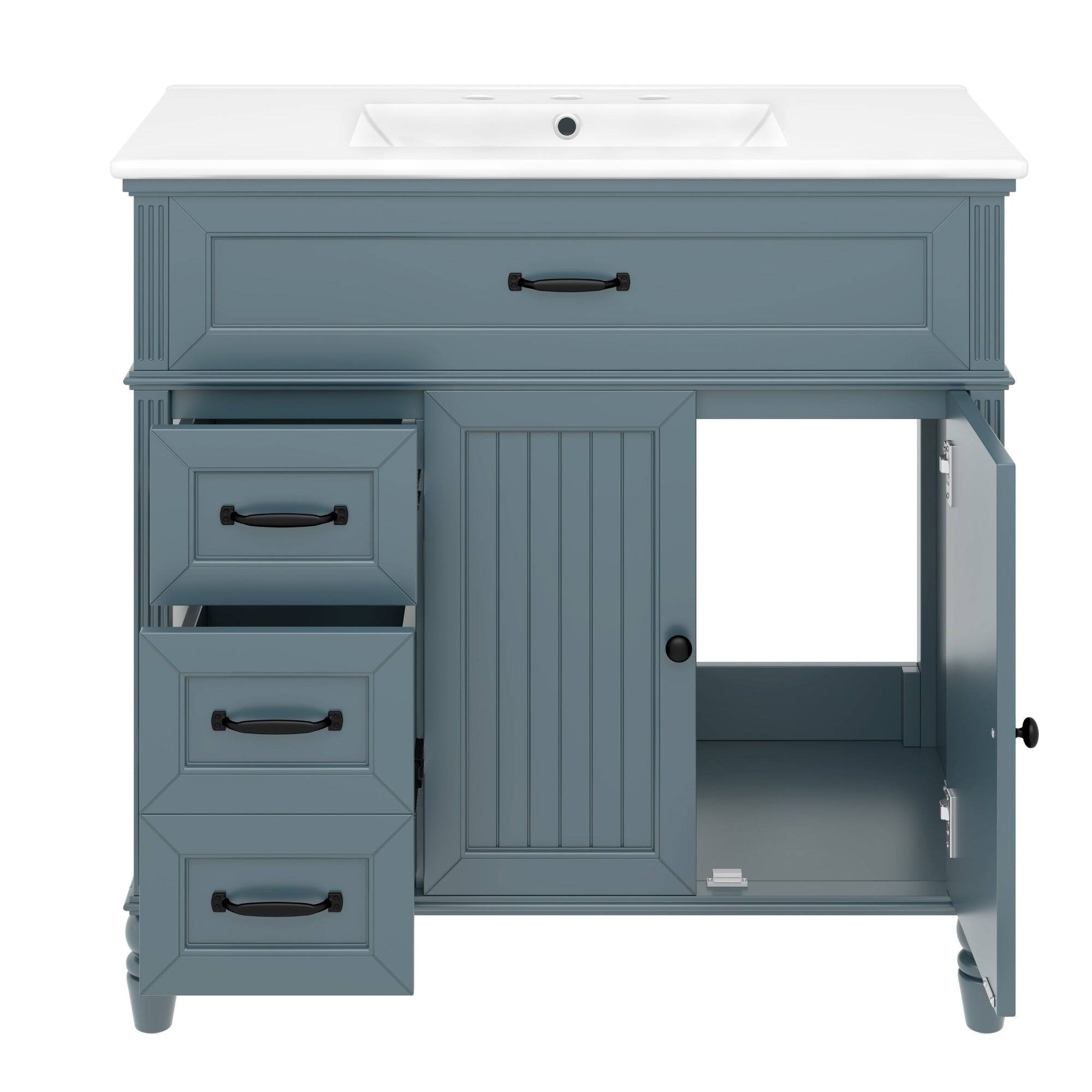 Alt View 10. Boyel Living - 36 Inch Bathroom Vanity with Sink Blue Cabinet with Drawers Solid Frame and MDF Board One Package - Blue.