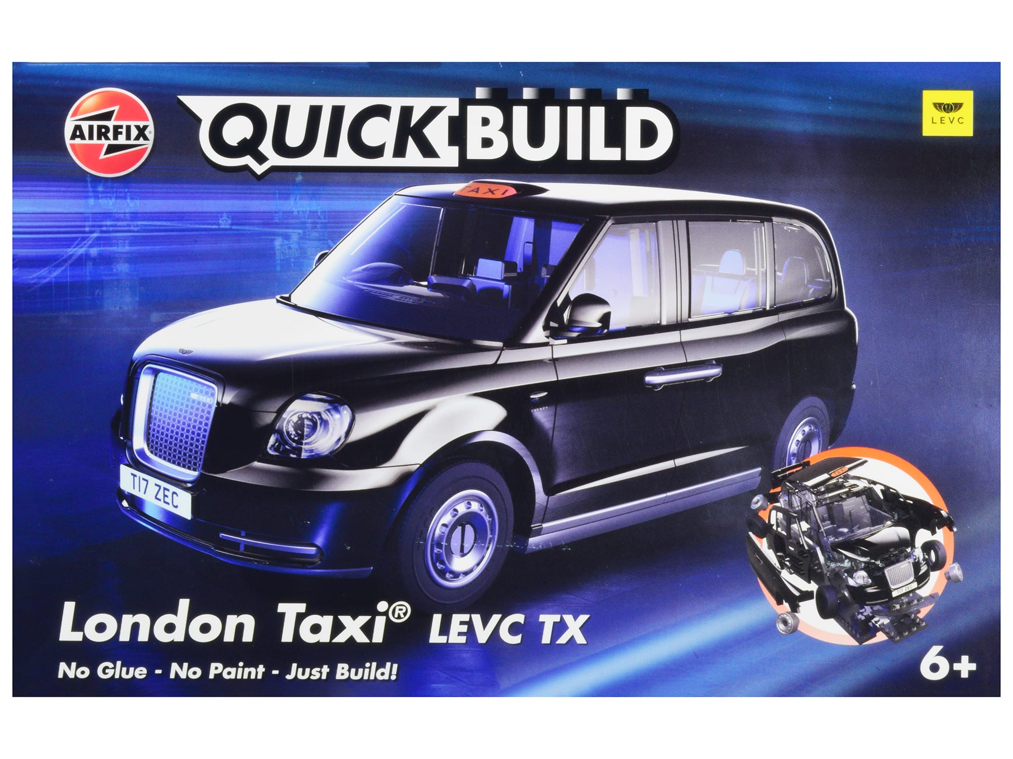 Skill 1 Model Kit London Taxi LEVC TX Snap Together Painted Plastic Model Car Kit by Airfix Quickbuild - Black