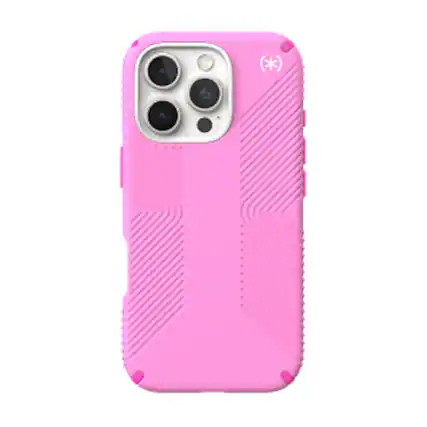 Front. Speck - Presidio2 Grip ClickLock Case with MagSafe for Apple iPhone 16 Pro - True Pink.