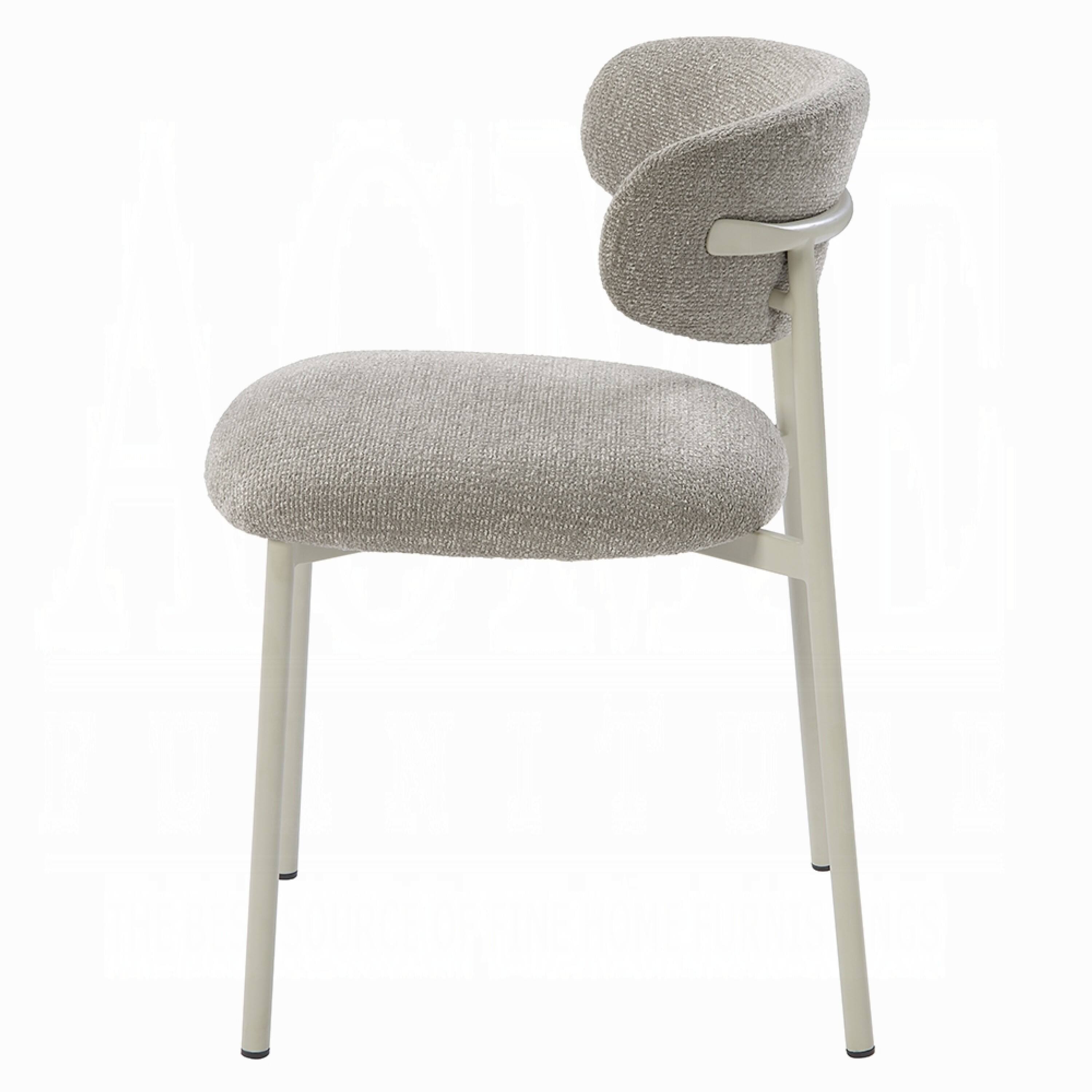 Alt View 3. Manhattan Lane - Sinra Side Dining Chair Set of 2, Light Gray Fabric, Metal Frame - Gray, White.