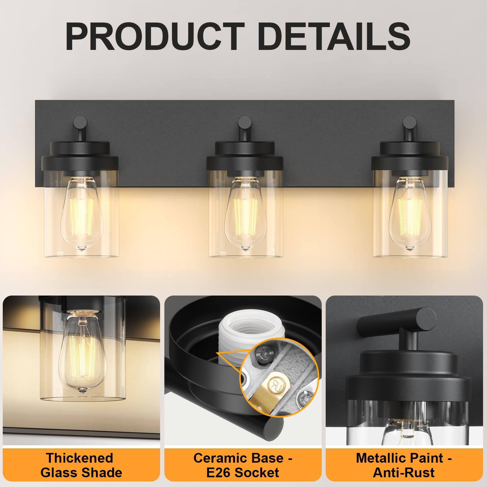 PRODUCT DETAILS

- Thickened Glass Shade
- Ceramic Base - E26 Socket
- Metallic Paint - Anti-Rust