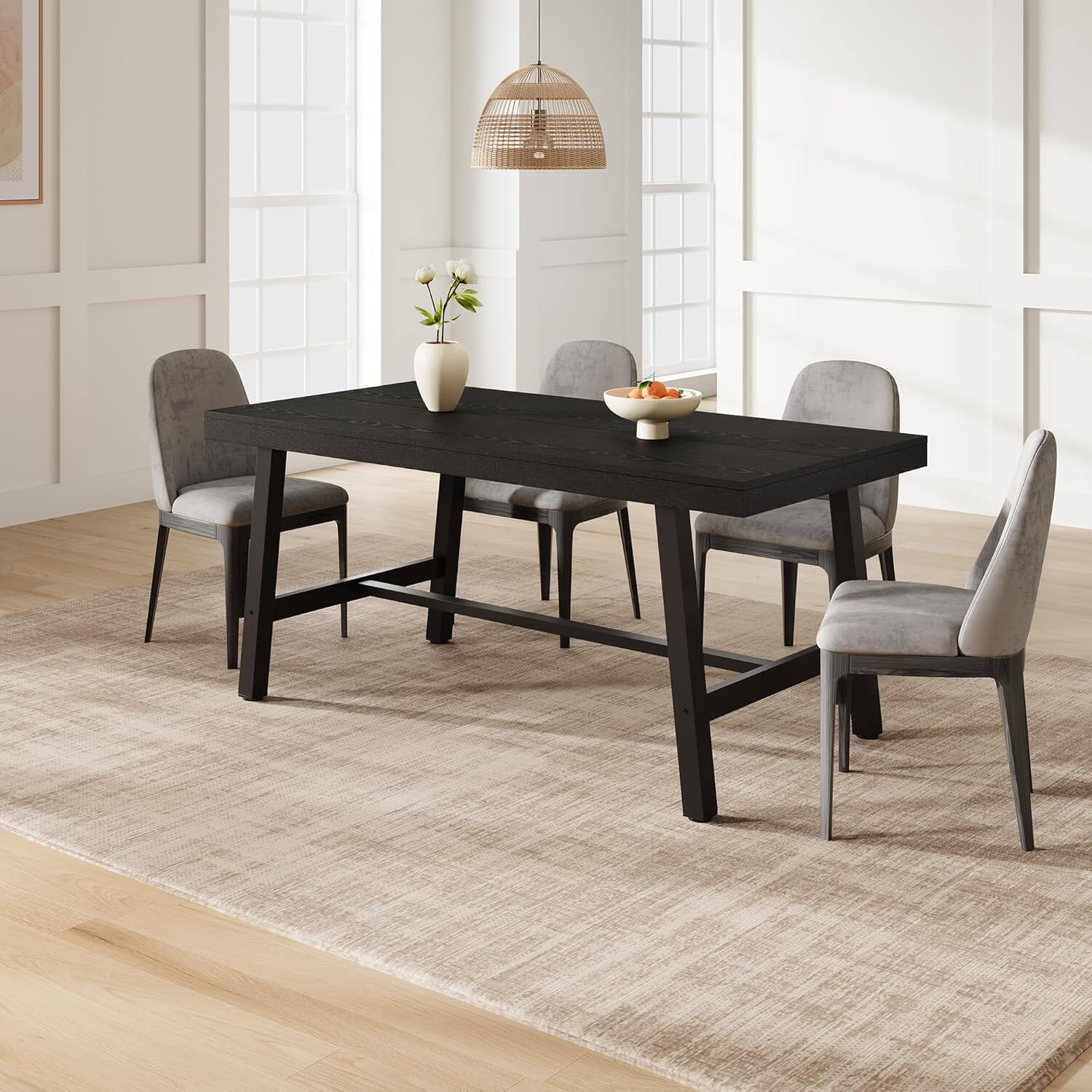 Alt View 2. Acekool - Kitchen Table Industrial Dining Table for 4-6 People 63 in Long Wooden Kitchen Table - Multiple colors.