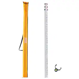 VEVOR - Aluminum Grade Rod, 9-Feet/8ths 3 Sections Telescopic Measuring Rod, Double-Sided Scale 1/8in Leveling Rod Stick - Silver