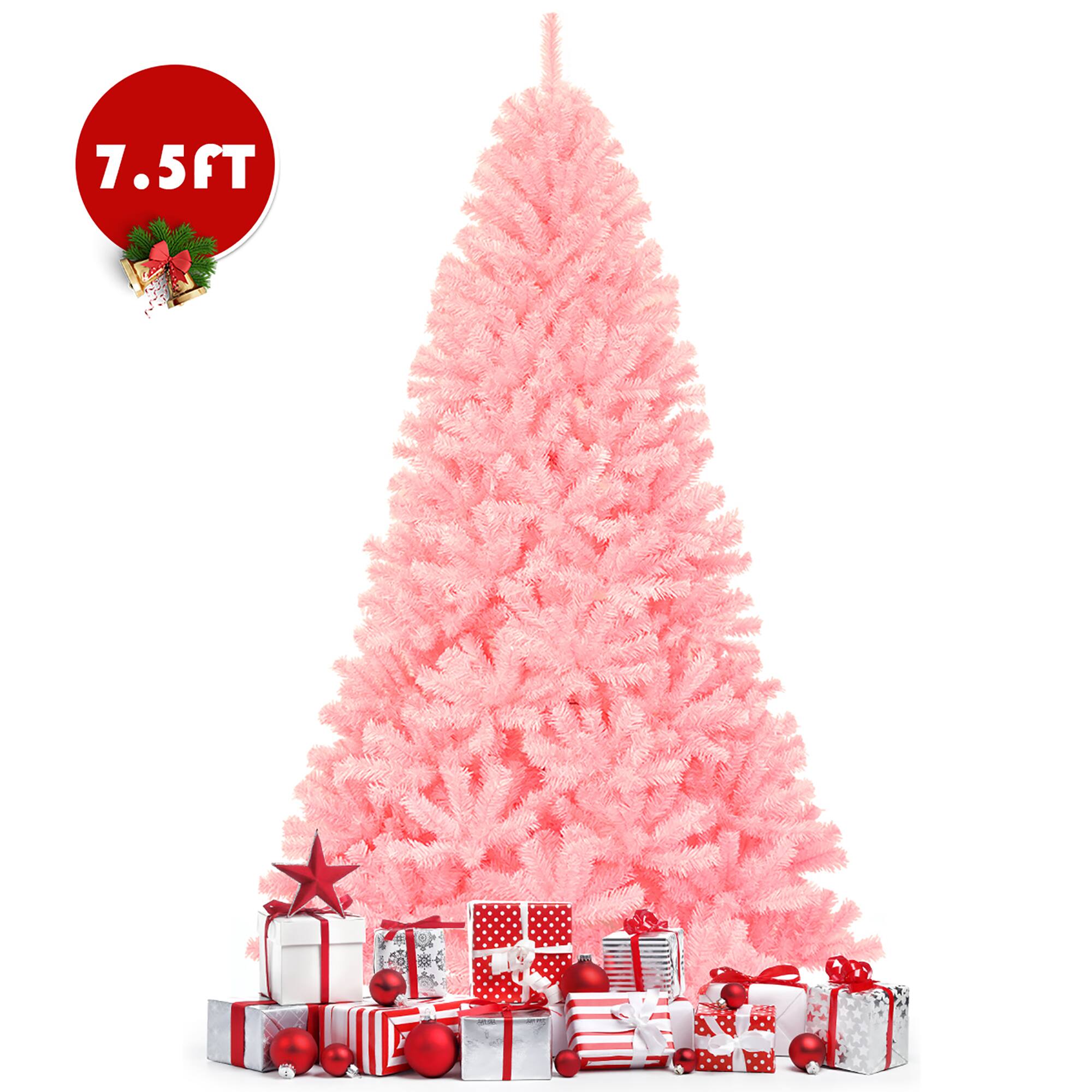 Alt View 20. Costway - 7.5Ft Hinged Artificial Christmas Tree Full Fir Tree New PVC with Metal Stand - Pink.