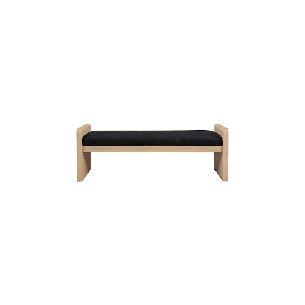 Alt View 2. Meridian Furniture - Sonia Black Velour Fur Fabric Bench - Black.