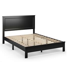 Ecooso - Queen Size Bed Frame with Tall Headboard and Rubber Wood Legs for Bedroom - Black