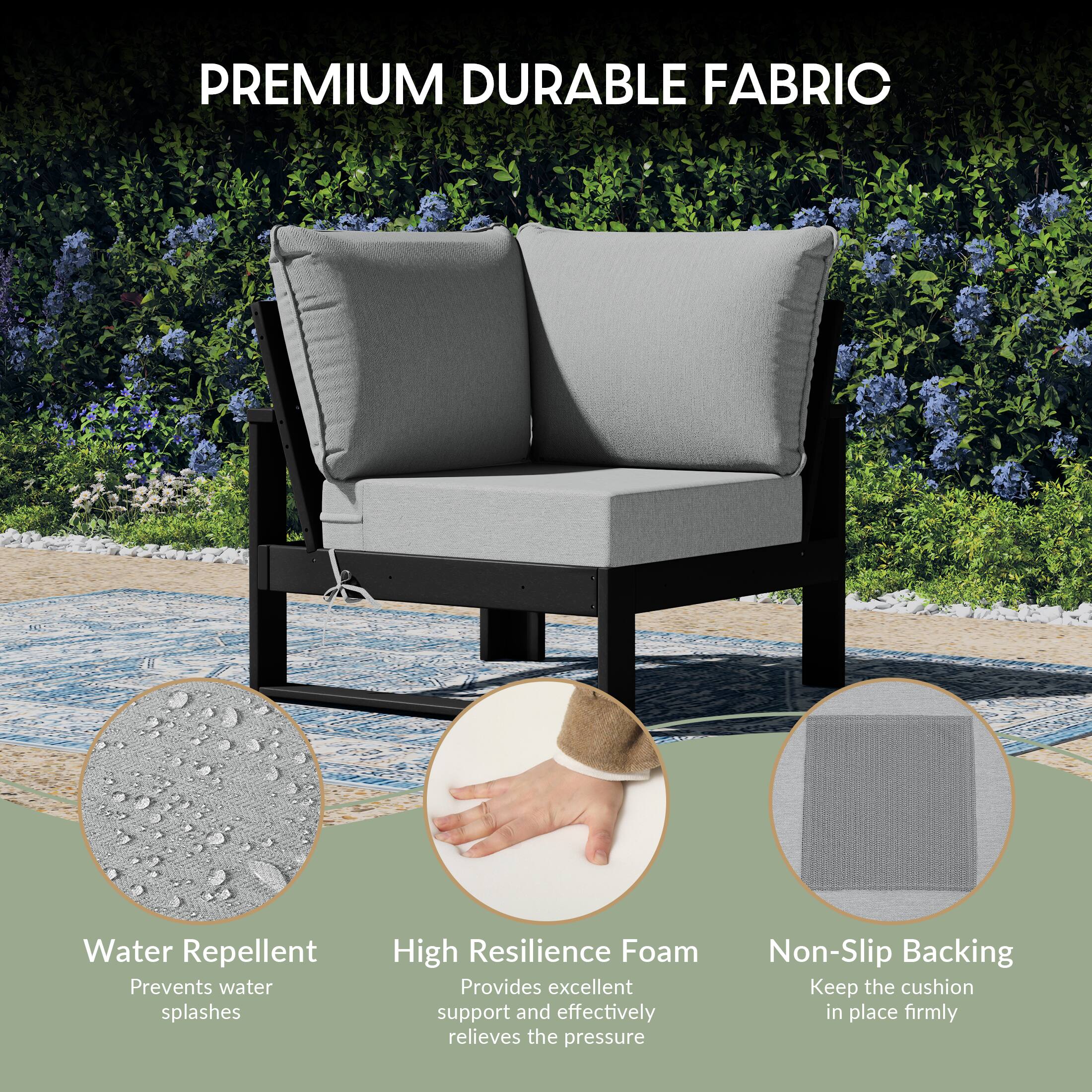 PREMIUM DURABLE FABRIC

Water Repellent
Prevents water splashes

High Resilience Foam
Provides excellent support and effectively relieves the pressure

Non-Slip Backing
Keep the cushion in place firmly