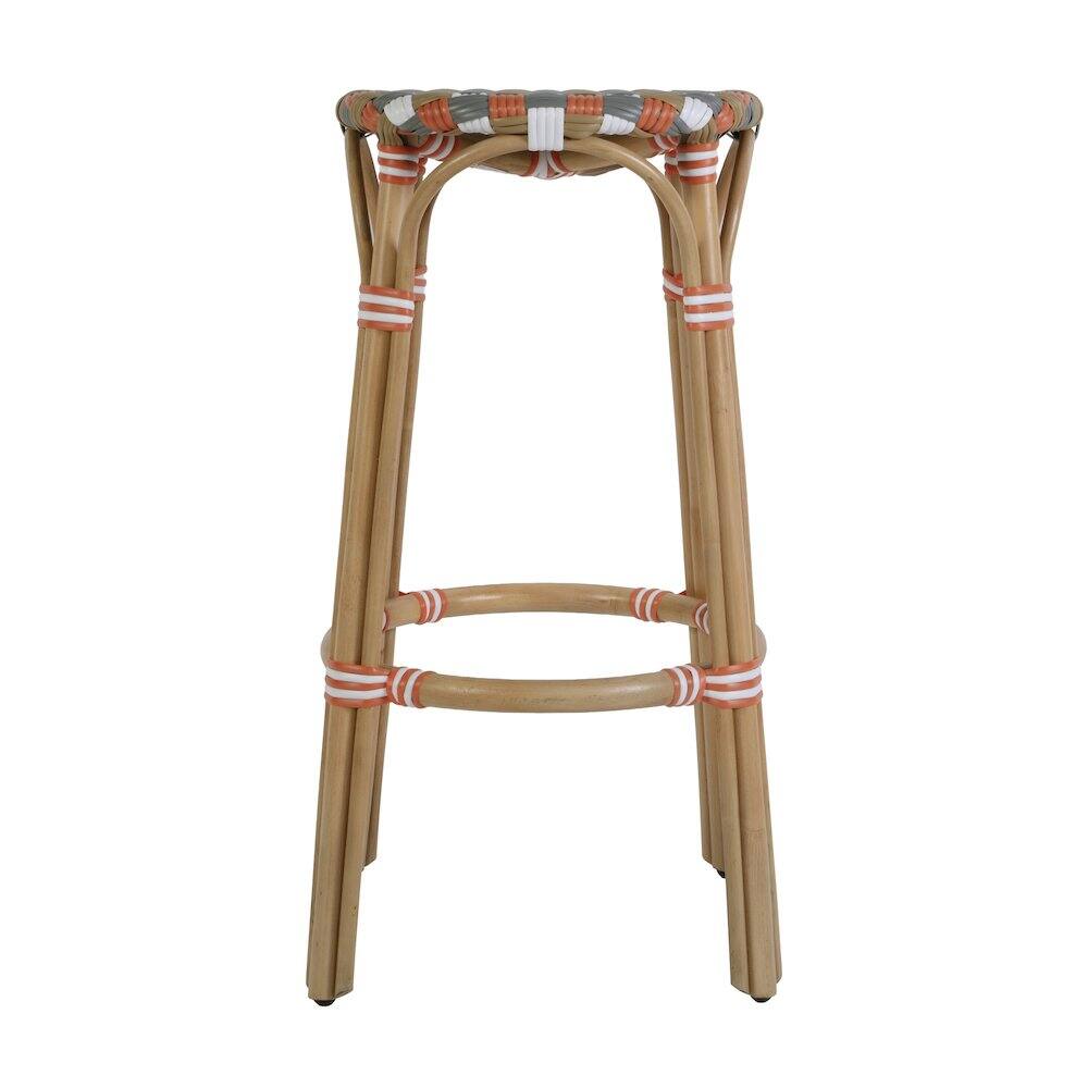 Angle. Butler Specialty - Ballito 30 in. Seat Height Oval Rattan Bar Stool with Footrest - Orange And Brown.