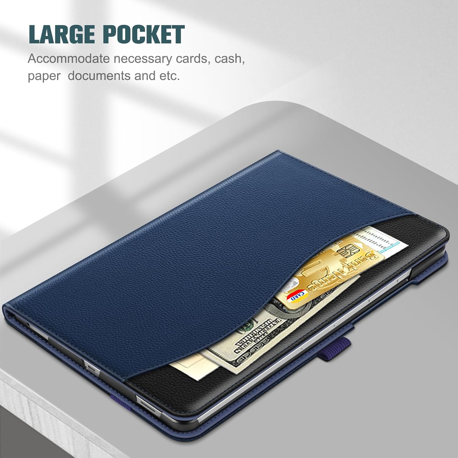 LARGE POCKET  
Accommodate necessary cards, cash, paper documents and etc.  

B CARD  
BankName  
VITAMINA  
CHINA  
THIN  
4D