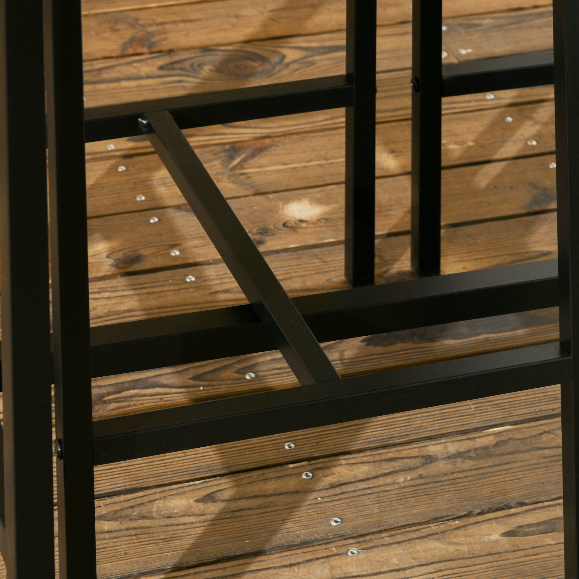 Alt View 8. Homcom - 3 Piece Bar Table and Chairs, Industrial Dining Table Set for 2, Counter Height Kitchen Table with Bar stools - Rustic Brown.