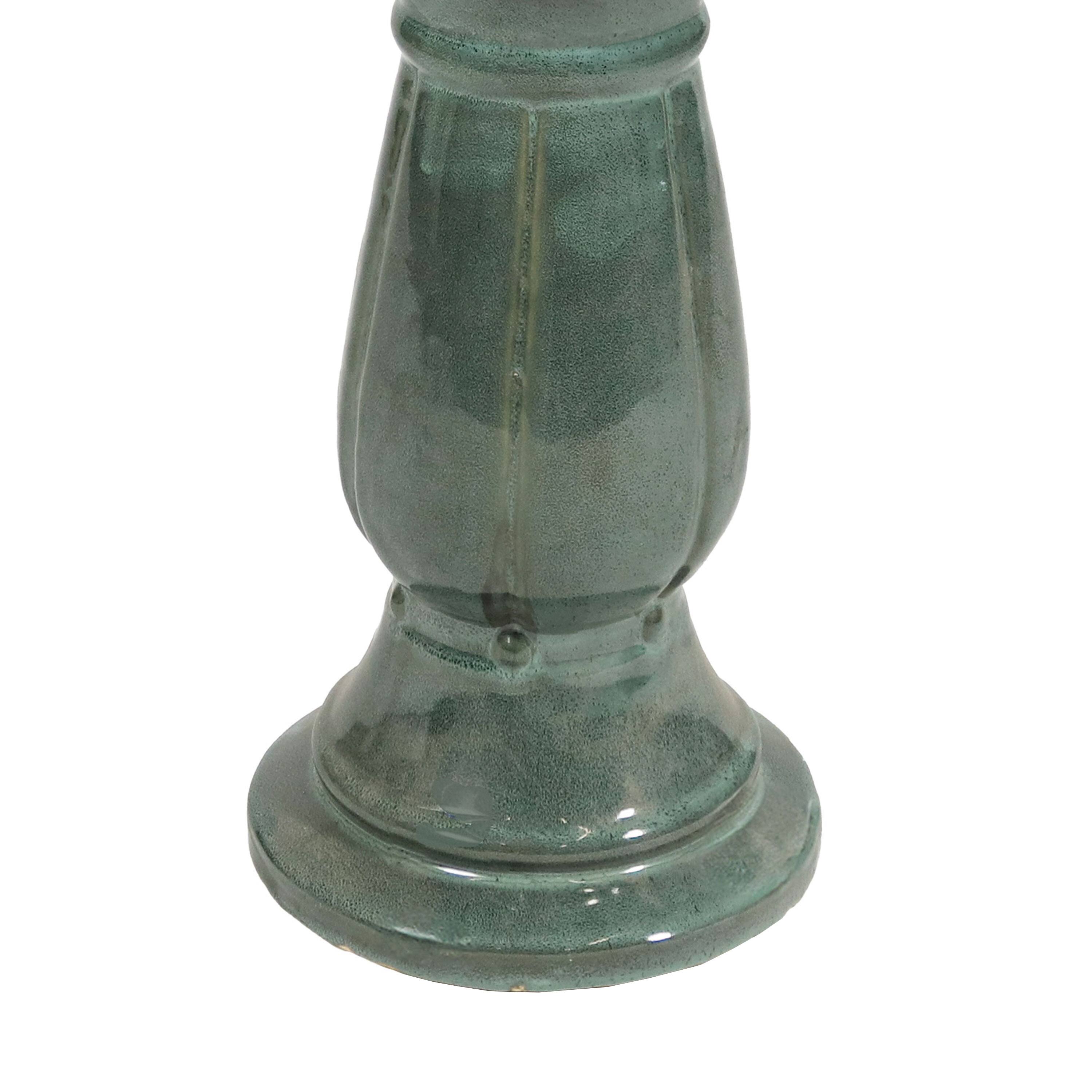 Alt View 8. Sunnydaze - Avignon Glazed Ceramic Bird Bath - 18.75" H - Green.