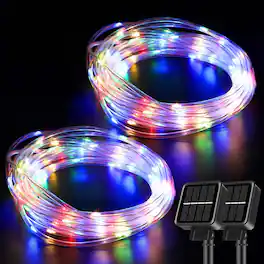 Oumilen - 2 Pack Solar PVC Tube Rope Lights – Multicolor LED 8 Modes IP65 Waterproof for Garden Tree Patio