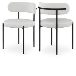 Meridian Furniture - Beacon Cream Vegan Leather and Boucle Fabric Dining Chair, Set of 2 - Beige