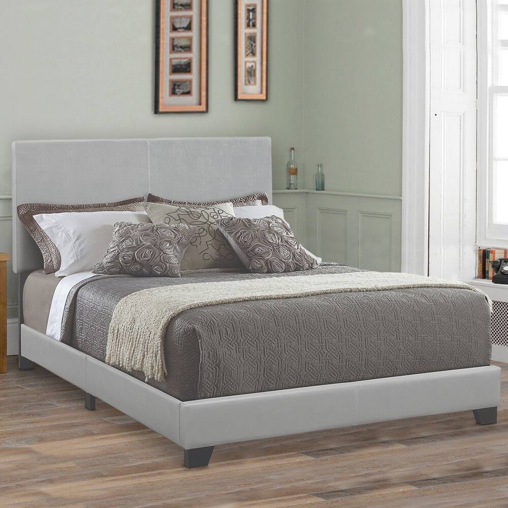 Alt View 5. Manhattan Lane - Leather Upholstered Full Size Platform Bed - Gray.