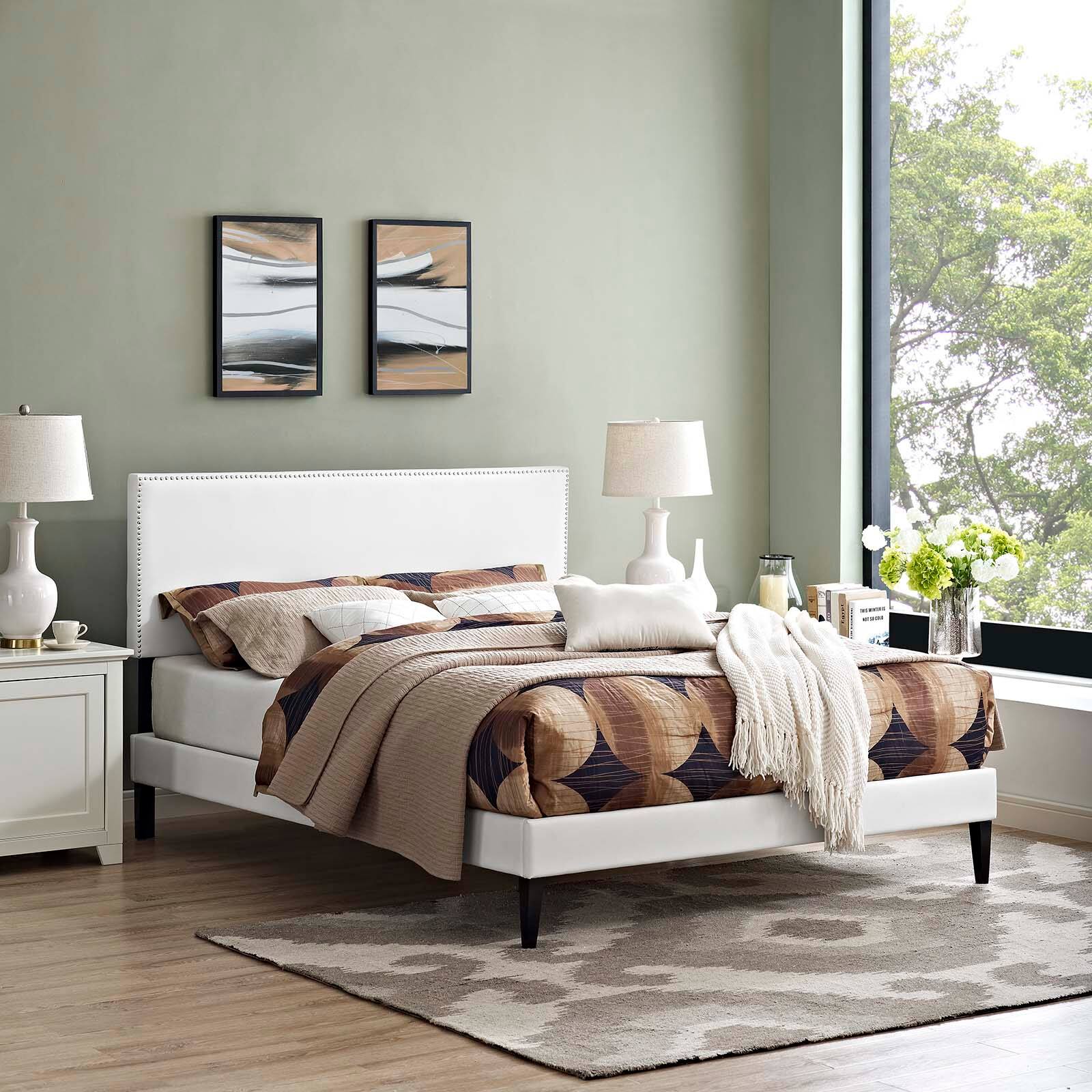 Alt View 2. Modway - Melanie Tufted Button Upholstered Fabric Full Platform Bed - Gray.