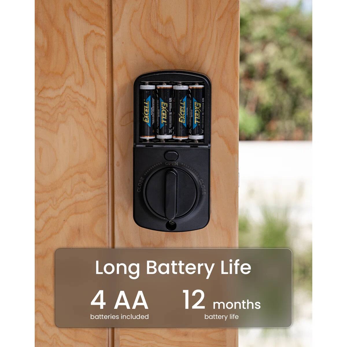 The text on the image can be grouped and corrected as follows:

"EXCELT | 5 EXCELL. m / TX EXCELL E | CACAL EXCELL I OPEN ..... SAOD 437035059 CLOSE CLOSE Long Battery Life 4 AA 12 months batteries included battery life"

Corrected:

"EXCELT | 5 EXCELL. m / TX EXCELL E | CACAL EXCELL I OPEN ..... SAOD 437035059 CLOSE CLOSE Long Battery Life 4 AA 12 months batteries included battery life"

The text appears to be a mix of product information and possibly a serial number or model number. The corrected text maintains the original structure but ensures clarity.