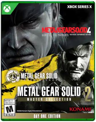 XBOX SERIES X
META/GEARSOLID 4
GUNS OF THE PATRIOTS
TACTICAL ESPIONAGE ACTION
METAL GEAR SOLID
PEACE WALKER
METAL GEAR SOLID 2
MASTER COLLECTION
MATURE 17+
JEUNES ADULTES 17+
M
ESRB
©2026 Konami Digital Entertainment
DAY ONE EDITION
KONAMI - M (Mature 17+)