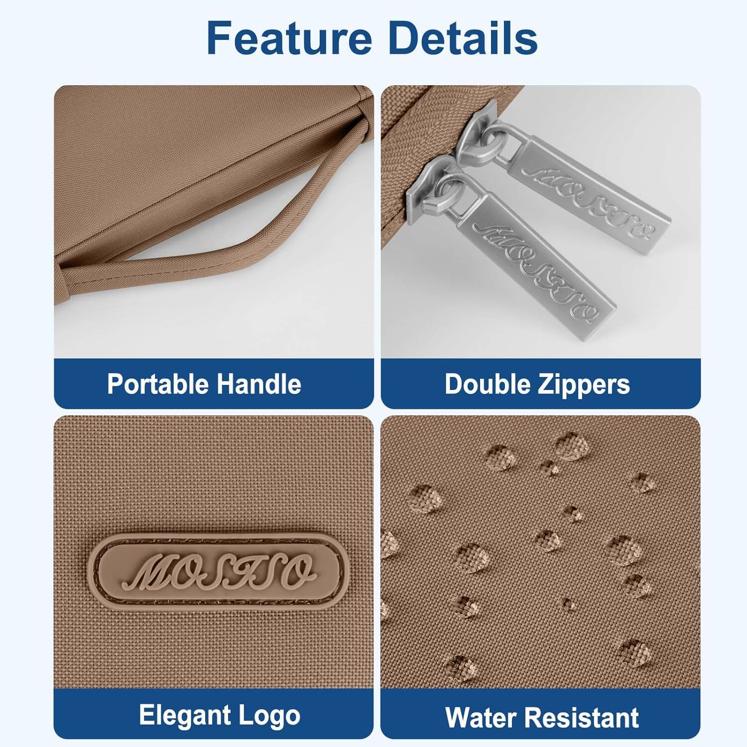 Feature Details

- Portable Handle
- Double Zippers
- Elegant Logo
- Water Resistant