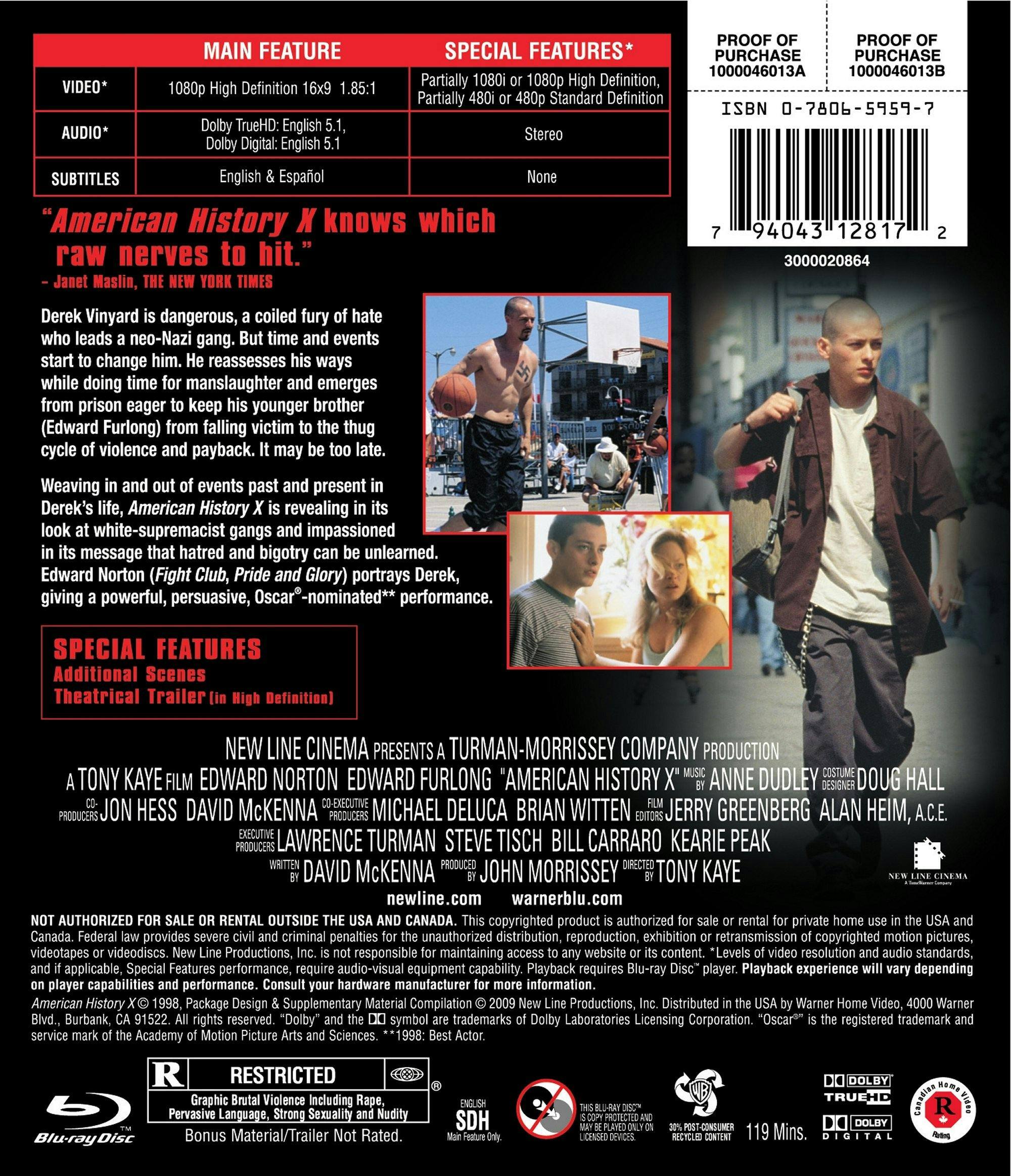 Back. American History X [Blu-ray].