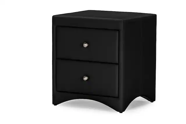 Front. Baxton Studio - Dorian Faux Leather Upholstered Modern Nightstand - Black.