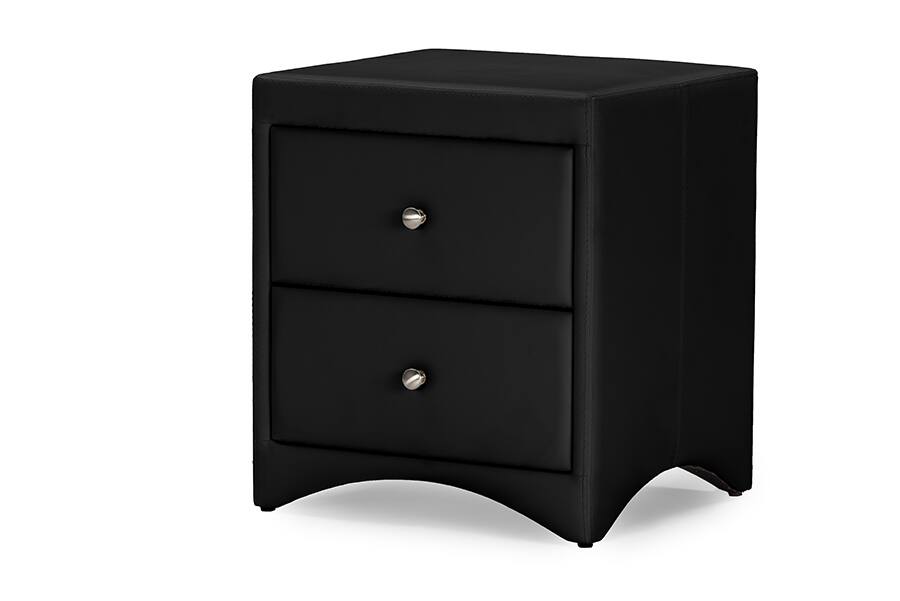 Baxton Studio - Dorian Faux Leather Upholstered Modern Nightstand - Black