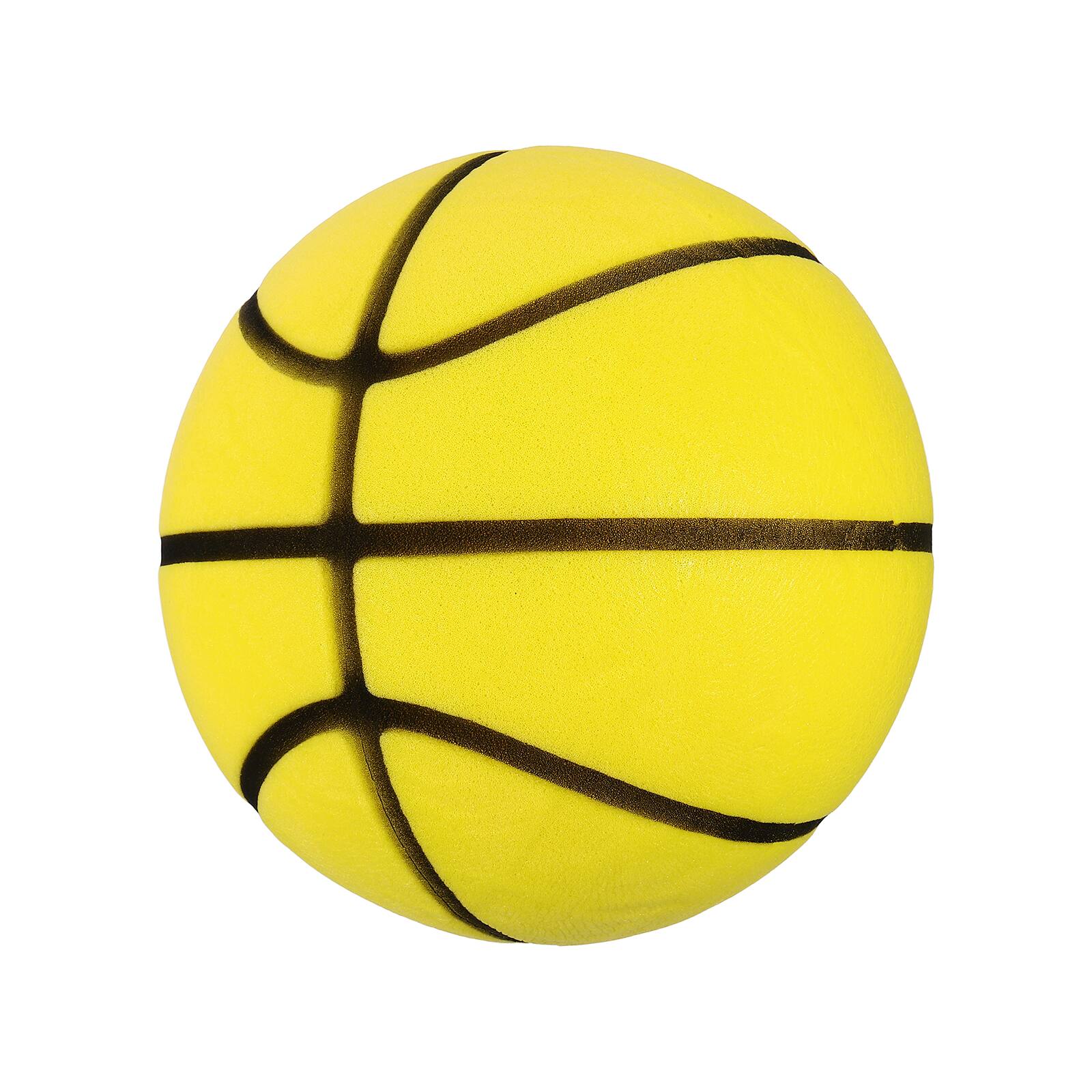 Front. Unique Bargains - Silent Basketball Size 3 (7.1") Quiet Basketball High Density Foam No Noise 3D Groove Bouncing Ball with Net Bag - Lemon Yellow.