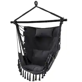 Gymax - Hammock Chair w/ Soft Pillow Cushions Pocket Hanging Rope Swing Steel Bar - Gray
