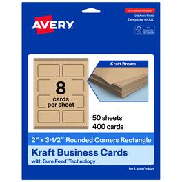 Avery - 2" x 3-1/2" Rounded Corner Cards, Kraft 400ct - Brown