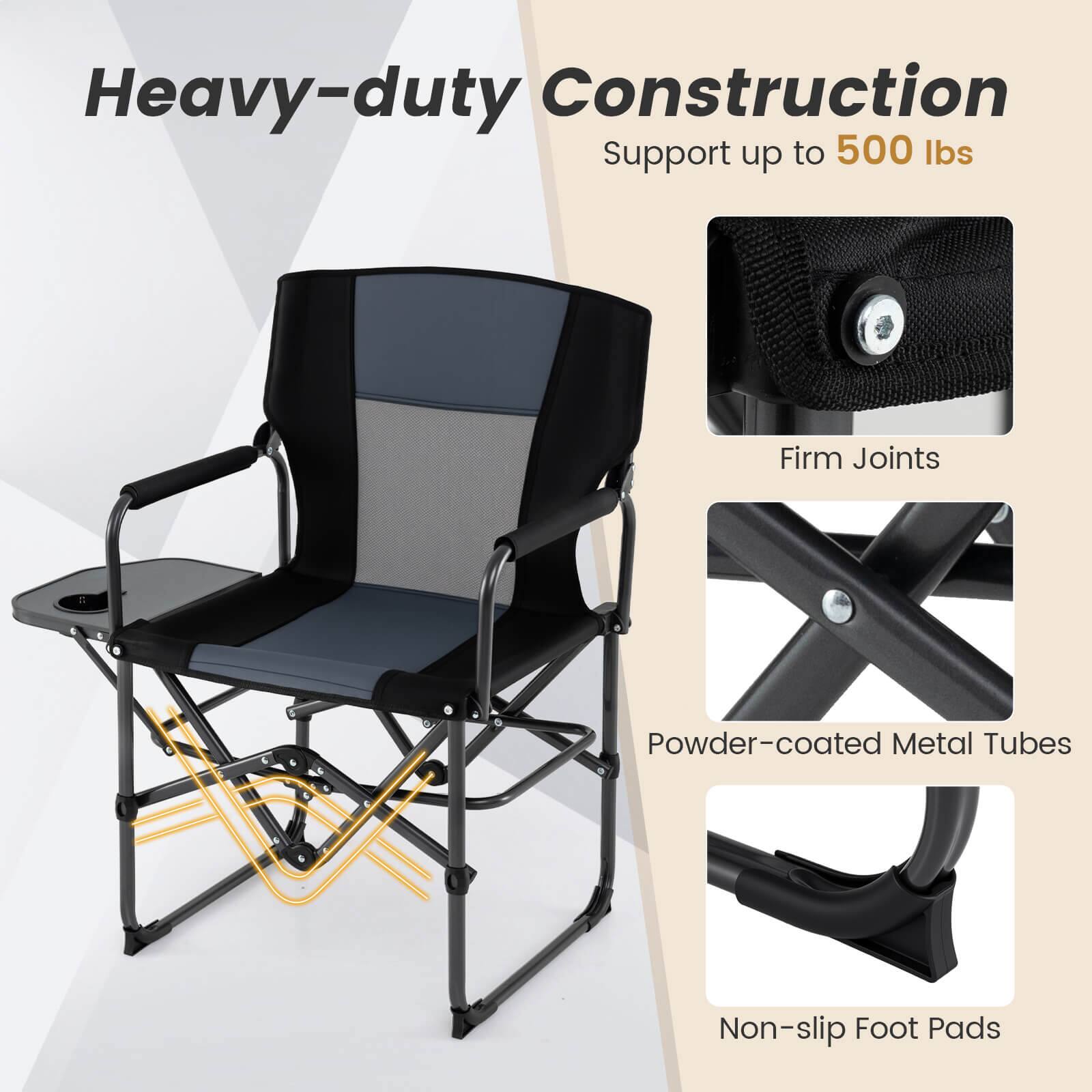 Heavy-duty Construction  
Support up to 500 lbs  
Firm Joints  
Powder-coated Metal Tubes  
Non-slip Foot Pads