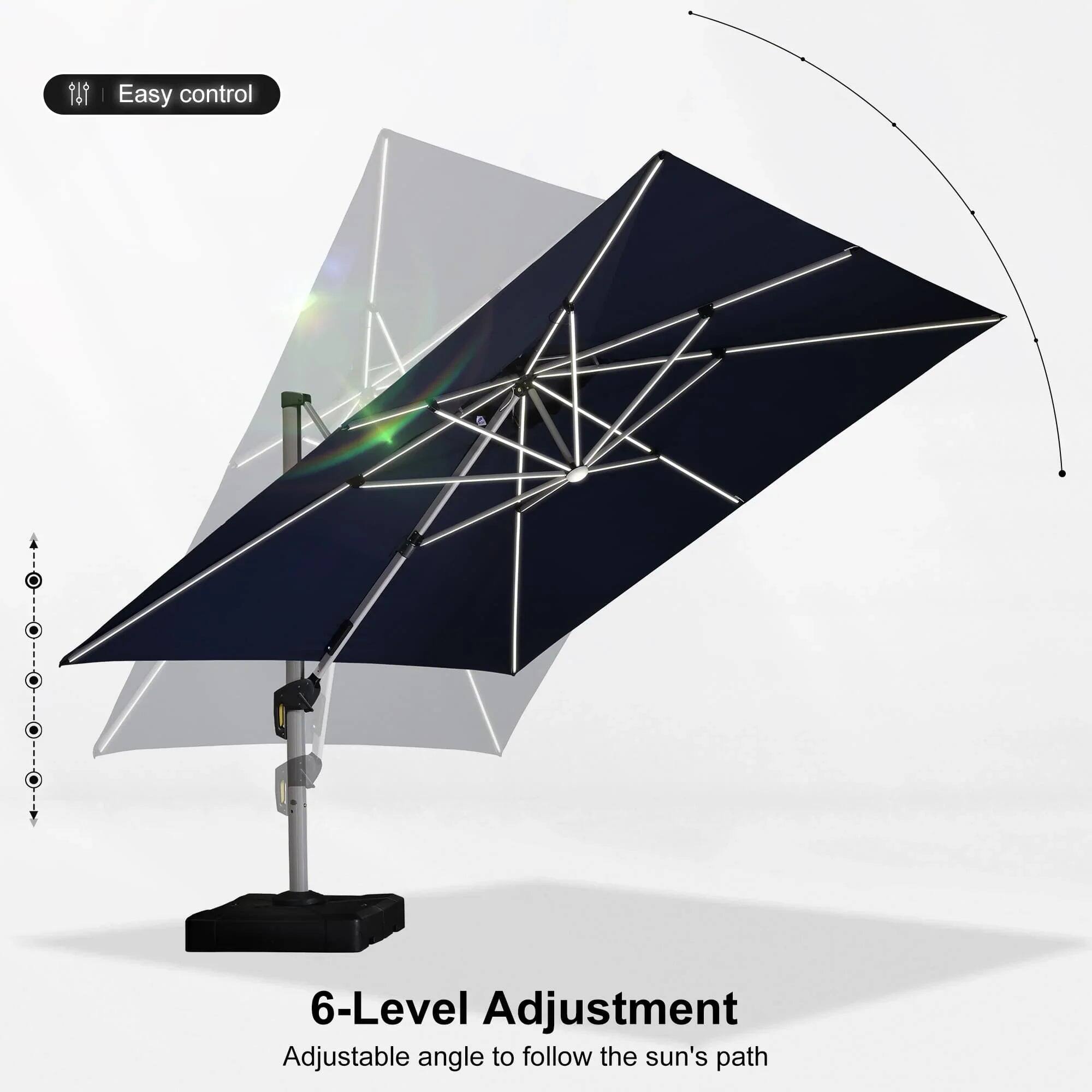 Easy control

6-Level Adjustment  
Adjustable angle to follow the sun's path