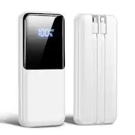 Trigiz - 20000mAh Portable Charger with 22.5W USB-C & 20W iOS Built-in Cables, Fast Charging for iPhone Android Samsung - White