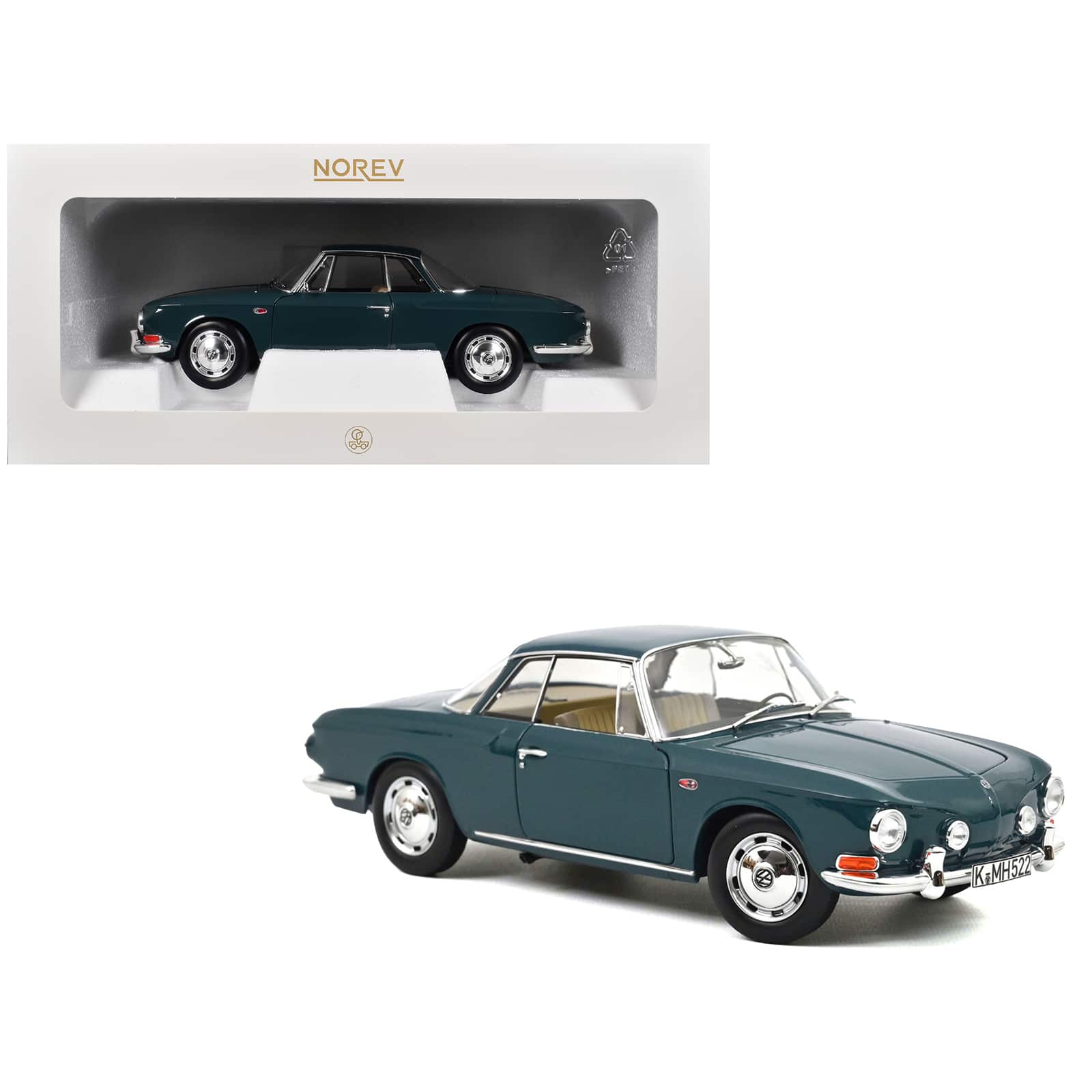 1963 Volkswagen Karmann Ghia 1500 Smaragd Green 1/18 Diecast Model Car by Norev price history on PriceWatchPro