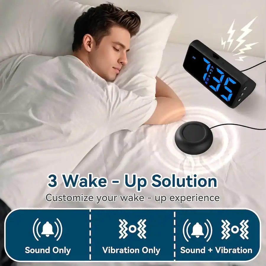 Automatic Clock Plug In Dazzed Corner Alarm Clock, Plug in RGB Vibrating Alarm Clocks Black ...