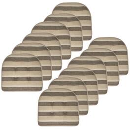 Sweet Home Collection - Bradford Striped U Shaped Memory Foam 17" x 16" Chair Cushion, 12-Pack - Beige/Brown