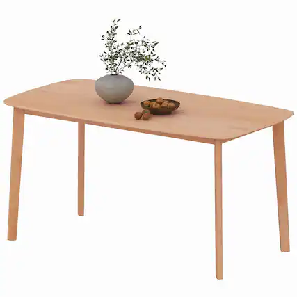 Front. Homcom - Wood Dining Table for 6 - Natural Wood.