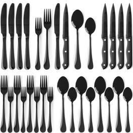 Dazzed Corner - 24-Piece Silverware Set,Set for 4 - Black