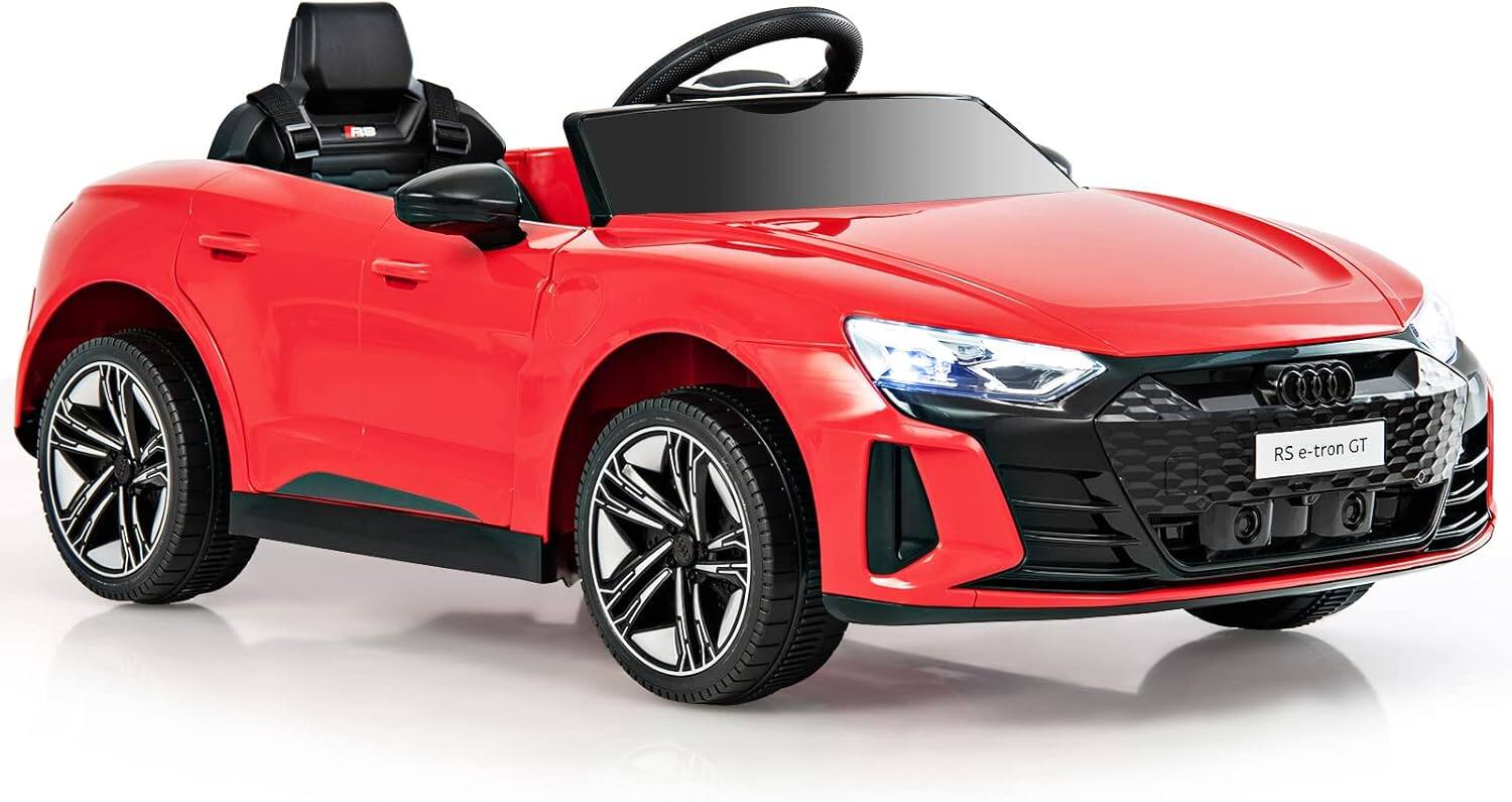 Front. Costway - Costway Kids Ride On Car 12V Battery Powered Licensed Audi RS E-tron GT Car Toy w/ Remote Control - Red.