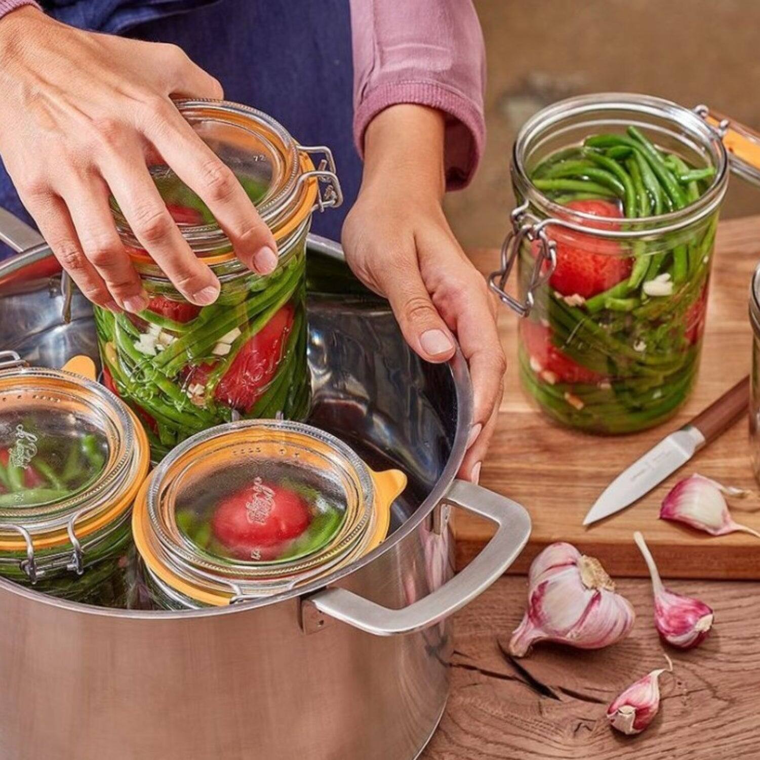 Alt View 1. Le Parfait - Super Terrine - 1L French Glass Canning Jar w/Straight Body, Airtight Rubber Seal & Glass Lid, 32oz/Quart (Pack of 4).