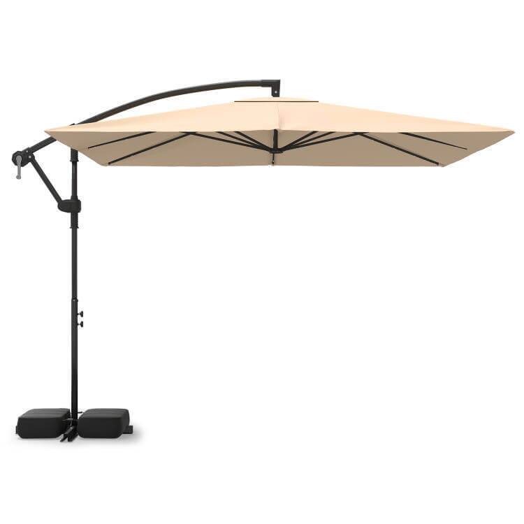Costway - 8 x 8 FT Solar LED Offset Cantilever Patio Umbrella, Square Hanging Outdoor - Beige price history on PriceWatchPro