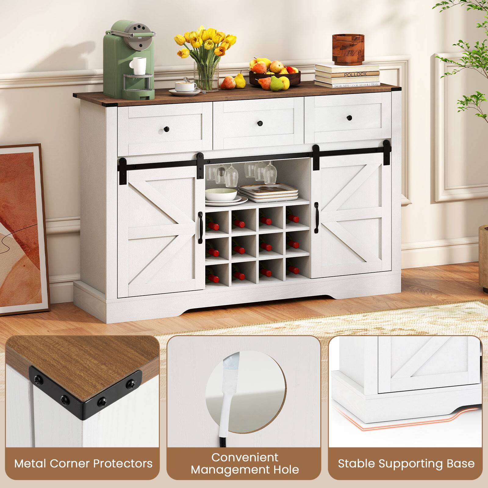 Metal Corner Protectors  
Convenient Management Hole  
Stable Supporting Base